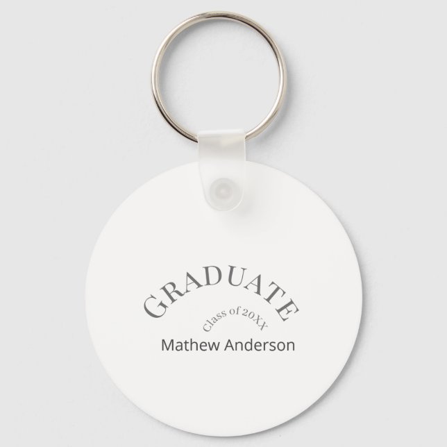 Graduation name class of 20XX grey bold stylish  Key Ring (Front)