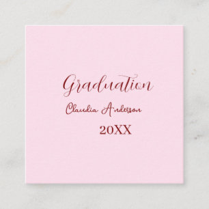 Graduation name class of 20XX mauve calligraphy co Square Business Card