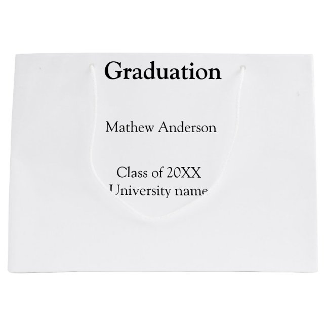 Graduation name class of 20XX university name simp Large Gift Bag (Front)