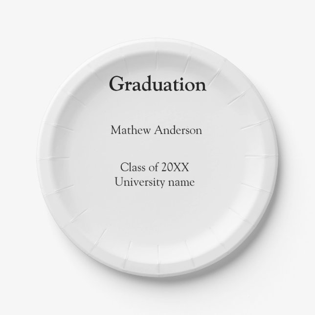 Graduation name class of 20XX university name simp Paper Plate (Front)