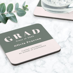 Graduation Name Class Year Set of 6 Keepsake Coaster