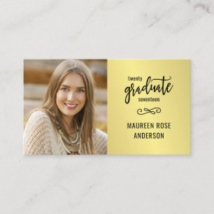 Graduation Name Grad Photo Faux Gold Foil Cards