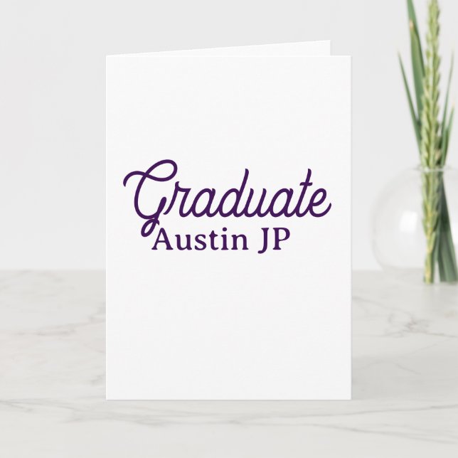 Graduation name purple simple minimal stylish call card (Front)