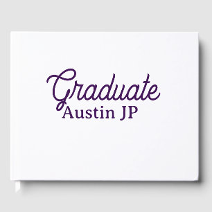Graduation name purple simple minimal stylish call guest book