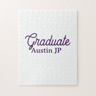 Graduation name purple simple minimal stylish call jigsaw puzzle