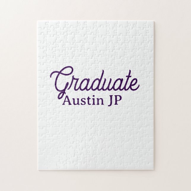 Graduation name purple simple minimal stylish call jigsaw puzzle (Vertical)