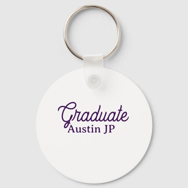 Graduation name purple simple minimal stylish call key ring (Front)
