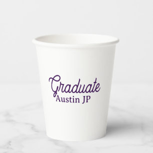 Graduation name purple simple minimal stylish call paper cups