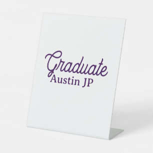 Graduation name purple simple minimal stylish call pedestal sign
