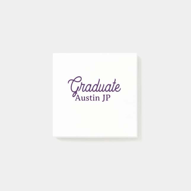 Graduation name purple simple minimal stylish call post-it notes (Front)