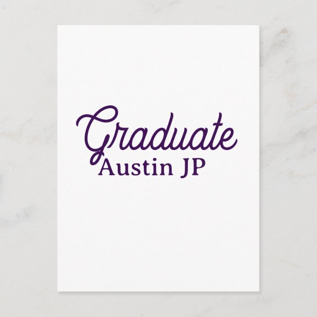 Graduation name purple simple minimal stylish call postcard (Front)