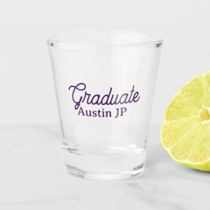 Graduation name purple simple minimal stylish call shot glass