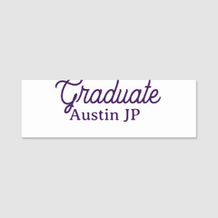 Graduation name purple simple minimal stylish call tag