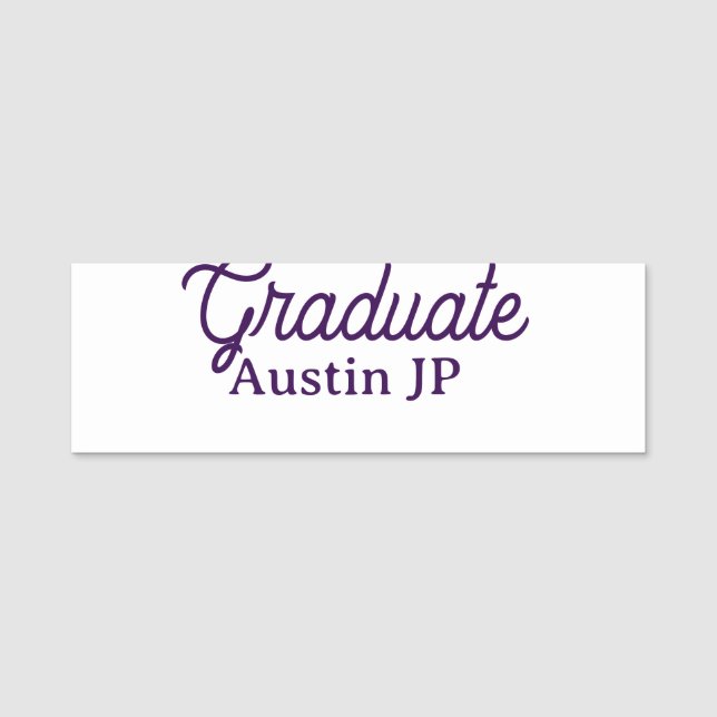 Graduation name purple simple minimal stylish call tag (Front)
