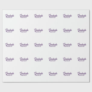 Graduation name purple simple minimal stylish call wrapping paper