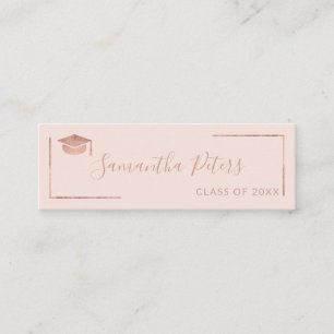 Graduation name rose gold elegant blush pink mini business card