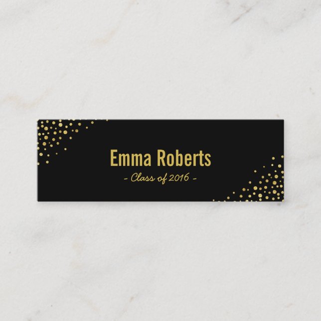 Graduation Name Tag- Black & Gold Dots Insert (Front)