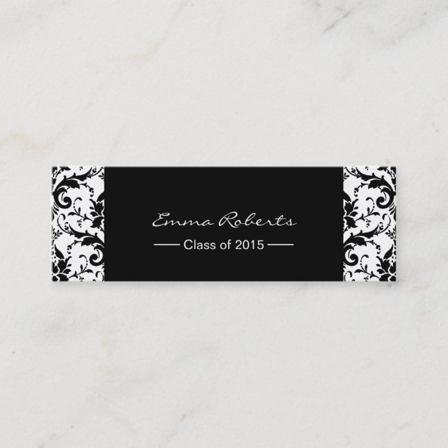 Graduation Name Tag- Classy Damask Pattern Insert (Front)