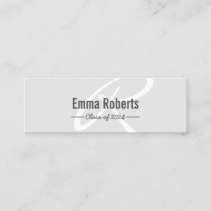 Graduation Name Tag- Silver Monogram Script Insert
