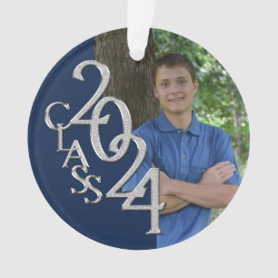 Graduation Navy Blue 2024 Photo Ornament