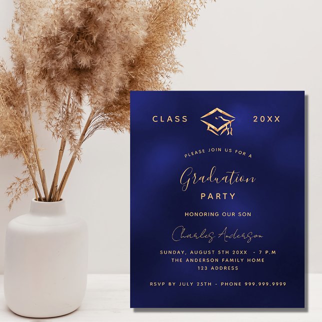 Graduation navy blue gold 2023 budget invitation flyer (Creator Uploaded)