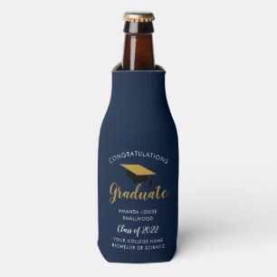 Graduation Navy Blue Grad Party Class of 2022 Bottle Cooler