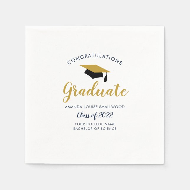 Graduation Navy Blue Grad Party Class of 2022 Napkin (Front)