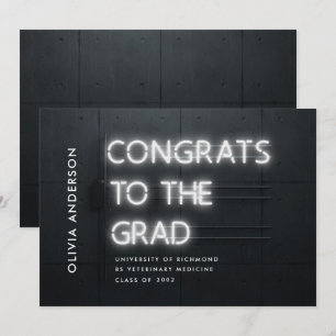 Graduation neon white bright modern congrats
