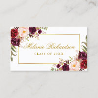 Graduation Networking Burgundy Floral Gold