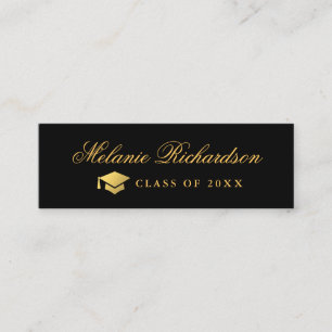 Graduation Networking Gold and Black Mini Business Card