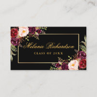 Graduation Networking Gold Burgundy Floral