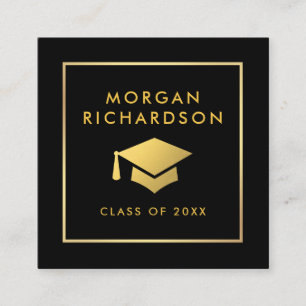 Graduation Networking Gold Frame Black Calling Card