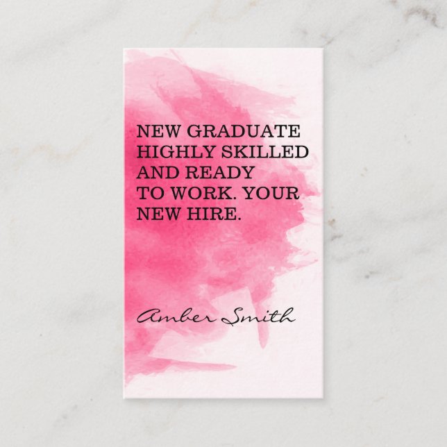 Graduation | New Hire | Watercolor Background Business Card (Front)