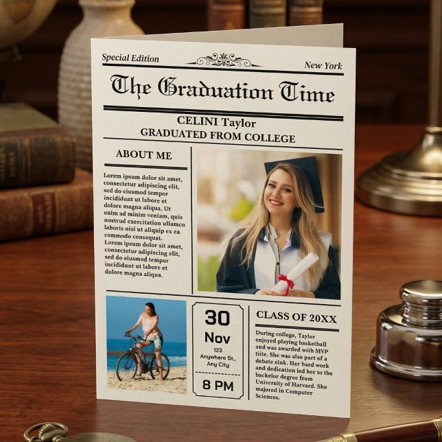 Graduation News Keepsake Invitation - Printable (Graduation News Keepsake Invitation - Printable
Graduation Folded Invitations)