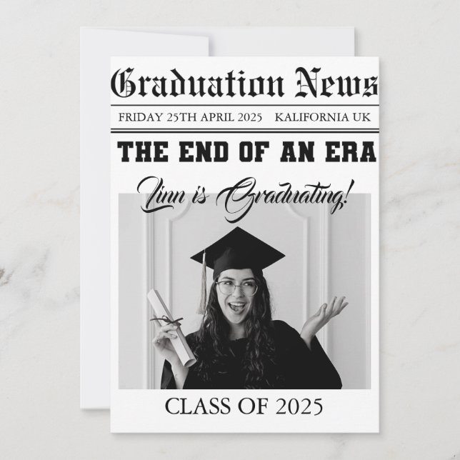 Graduation News Paper Holiday Card (Front)