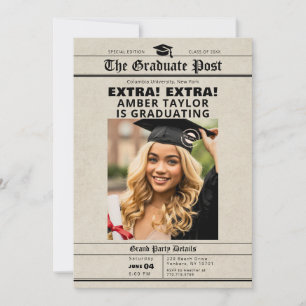 Graduation Newspaper “Extra Extra” Photo Invitation