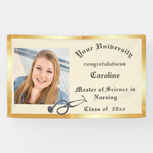 Graduation, Nurse, Gold Foil, Custom Photo, Banner