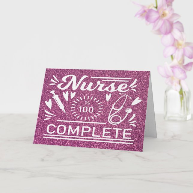 Graduation Nursing School Modern Pink Funny Card (Orchid)