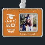 Graduation One Photo Confetti Christmas Ornament<br><div class="desc">Graduation keepsake one photo ornament. Just upload your own photo and all text is adjustable. Great gift for all family members and friends.</div>