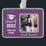 Graduation One Photo Confetti Christmas Ornament<br><div class="desc">Graduation keepsake one photo ornament. Just upload your own photo and all text is adjustable. Great gift for all family members and friends.</div>