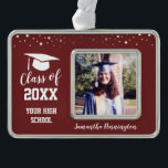 Graduation One Photo Confetti Christmas Ornament<br><div class="desc">Graduation keepsake one photo ornament. Just upload your own photo and all text is adjustable. Great gift for all family members and friends.</div>