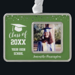 Graduation One Photo Confetti Christmas Ornament<br><div class="desc">Graduation keepsake one photo ornament. Just upload your own photo and all text is adjustable. Great gift for all family members and friends.</div>