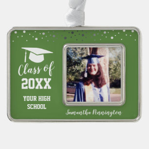 Graduation One Photo Confetti Christmas Ornament