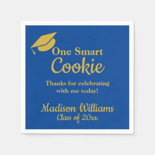 Graduation One Smart Cookie Party Blue Gold Paper Napkin