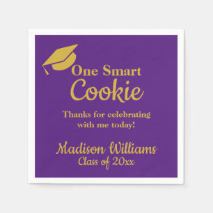 Graduation One Smart Cookie Party Purple & Gold Napkin