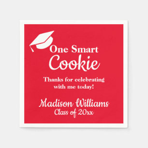 Graduation One Smart Cookie Party Red Grad Paper Napkin