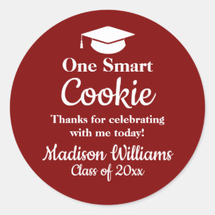 Graduation One Smart Cookie To go Grad Treat Favou Classic Round Sticker