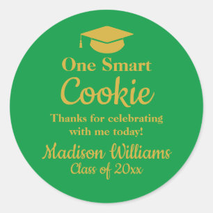 Graduation One Smart Cookie To go Grad Treat Favou Classic Round Sticker