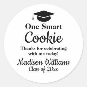 Graduation One Smart Cookie To go Grad Treat Favou Classic Round Sticker