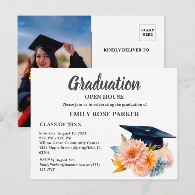  Graduation Open House Invitation Postcard (Front/Back)